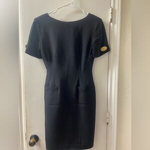 Richie Freeman For Teri Jon Short Sheath Dress Back Zip Gold Buttons Sz 6 VTG